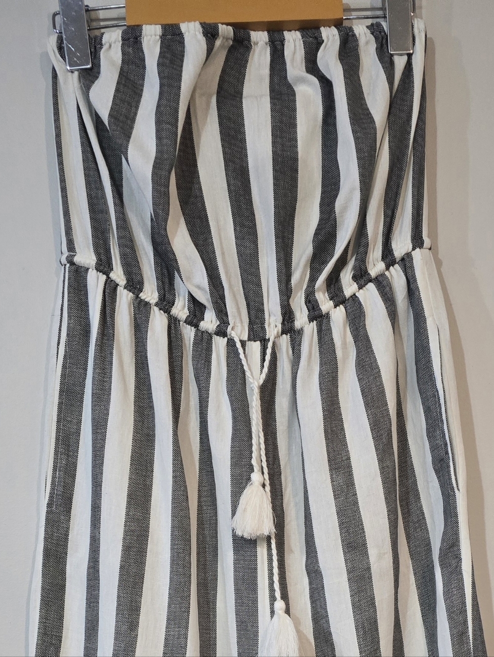 GOA JAPNA BEACHWEAR GREY & WHITE BOHO Tassel Waist JUMPSUIT. SIZE M - Picture 3 of 5